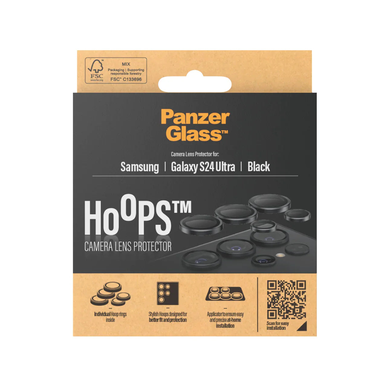 PanzerGlass Hoops Camera Lens Protector for Samsung Galaxy S24 Ultra - Black - Mac Addict