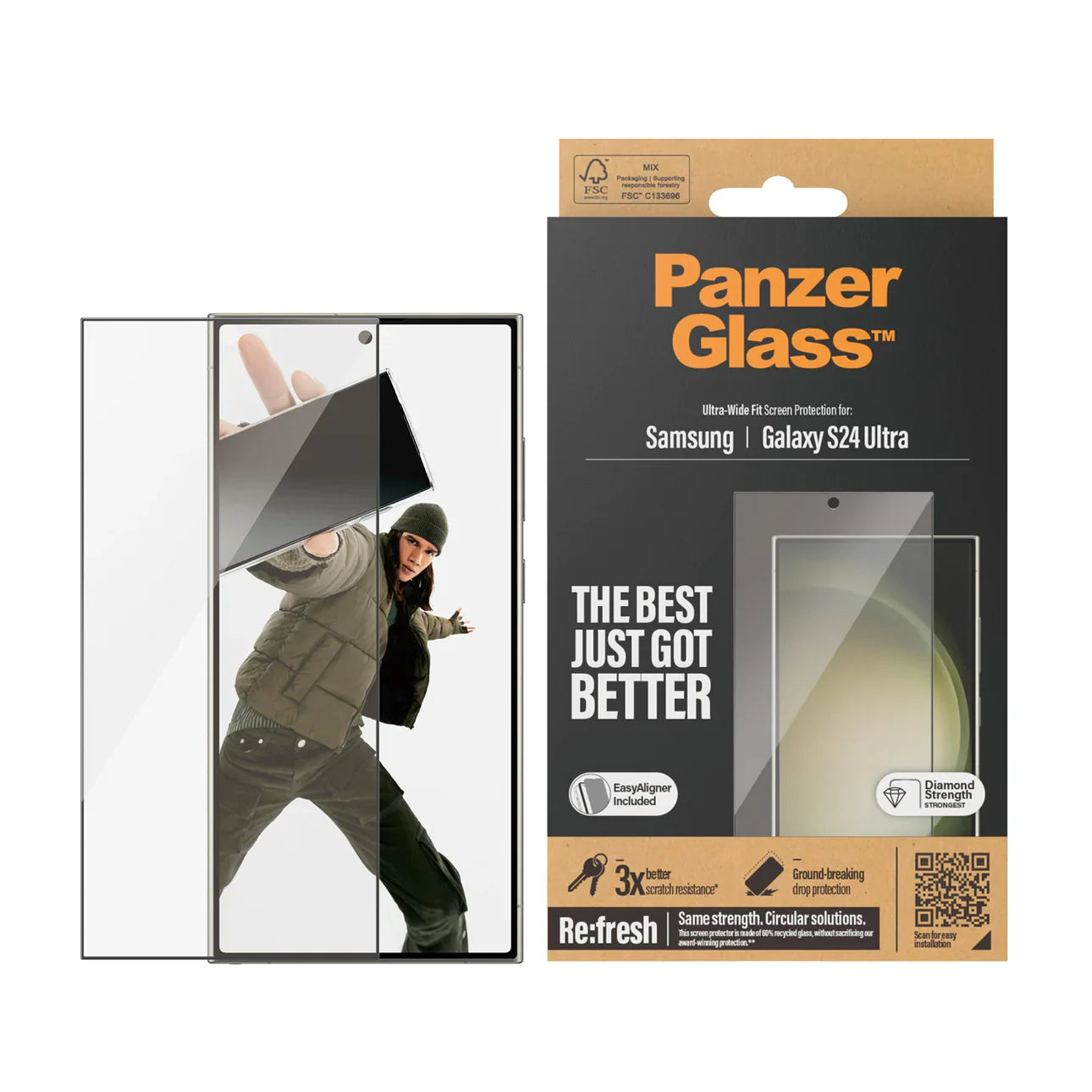 PanzerGlass Ultra Wide Screen Protector S24 Ultra 6.8 inch - Clear - Mac Addict