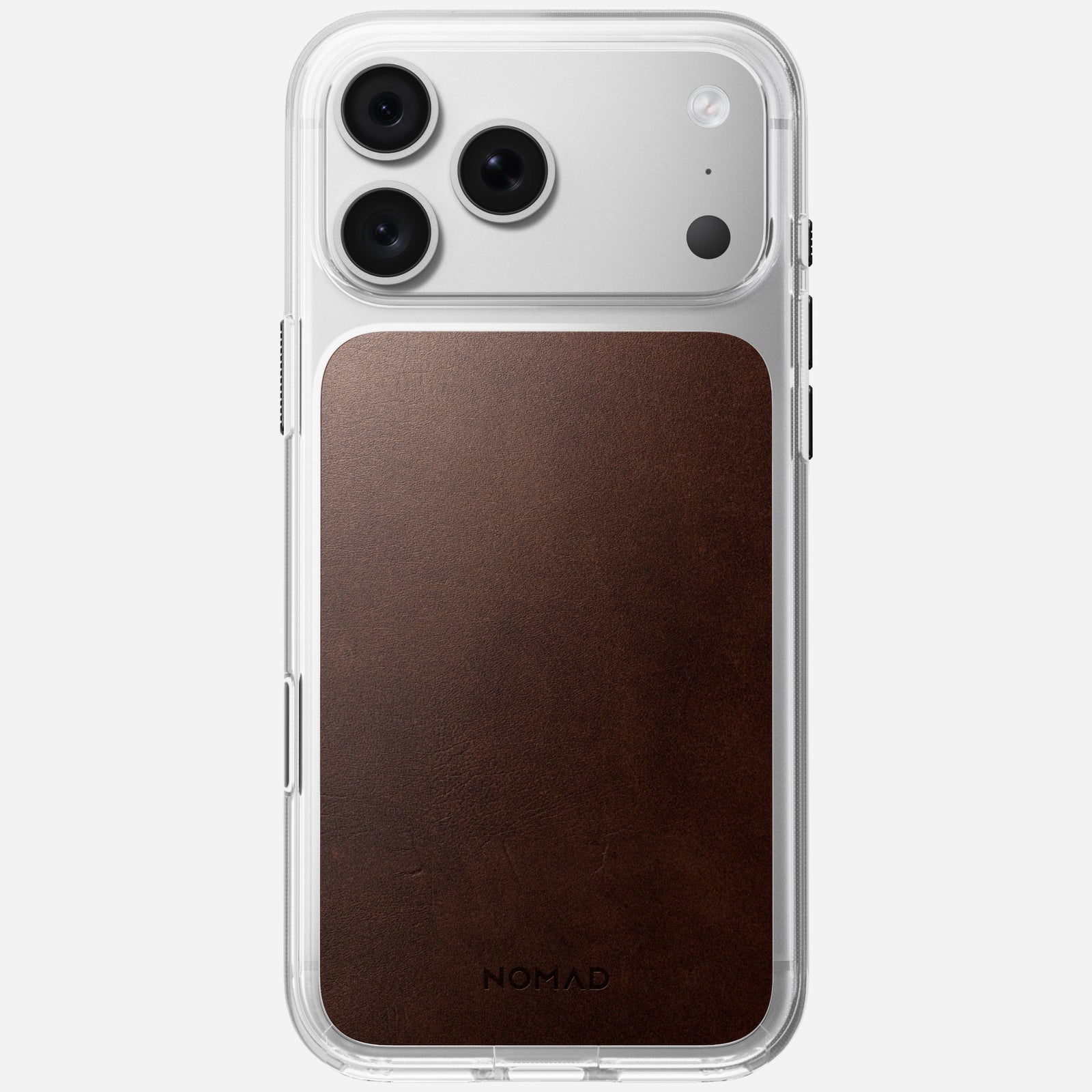 Clear + Leather Case for iPhone 18 Pro Max 6.9 in Rustic Brown Horween - Nomad