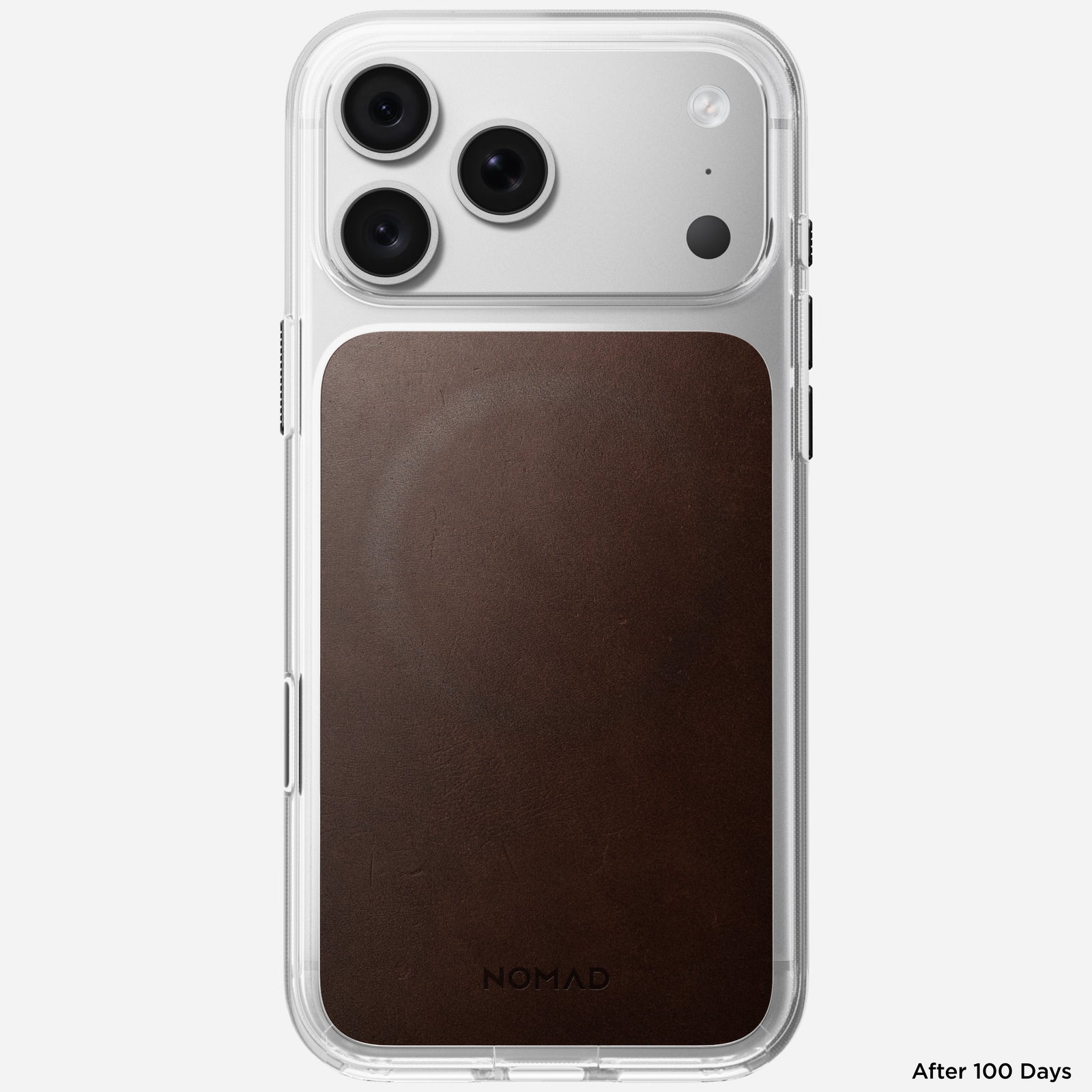 Clear + Leather Case for iPhone 18 Pro Max 6.9 in Rustic Brown Horween - Nomad