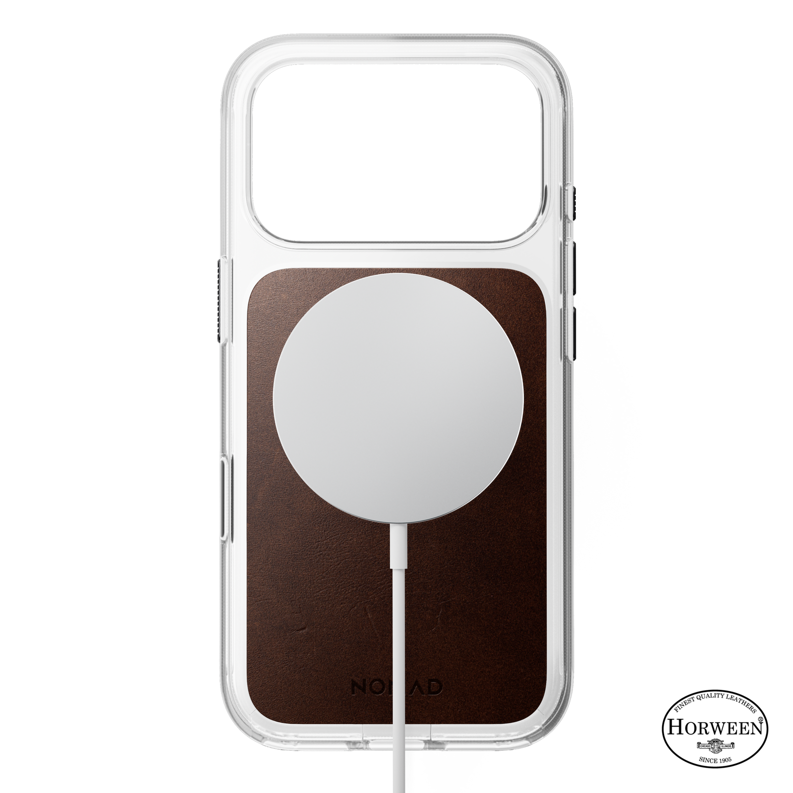 Clear + Leather Case for iPhone 18 Pro 6.3 in Rustic Brown Horween - Nomad