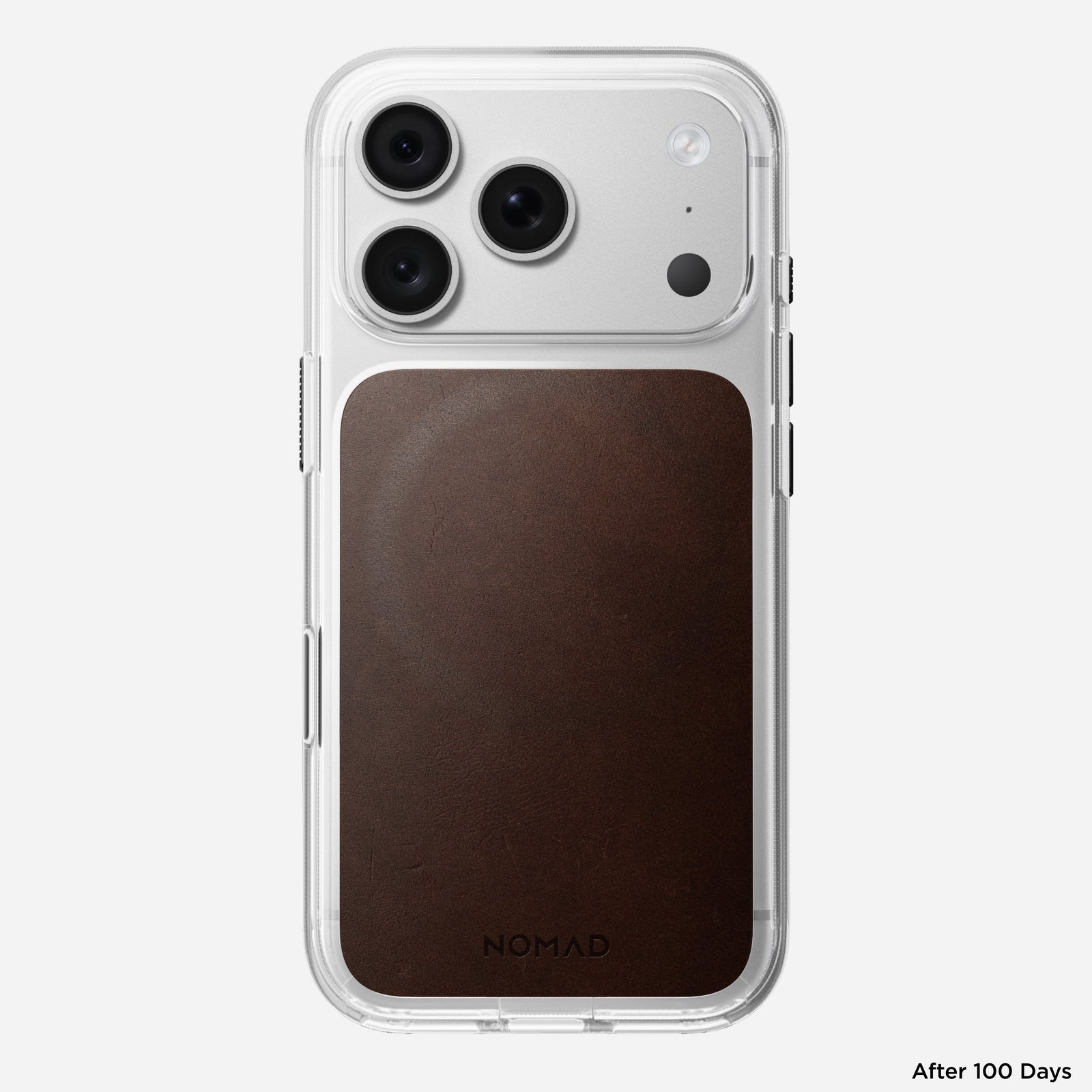 Clear + Leather Case for iPhone 18 Pro 6.3 in Rustic Brown Horween - Nomad