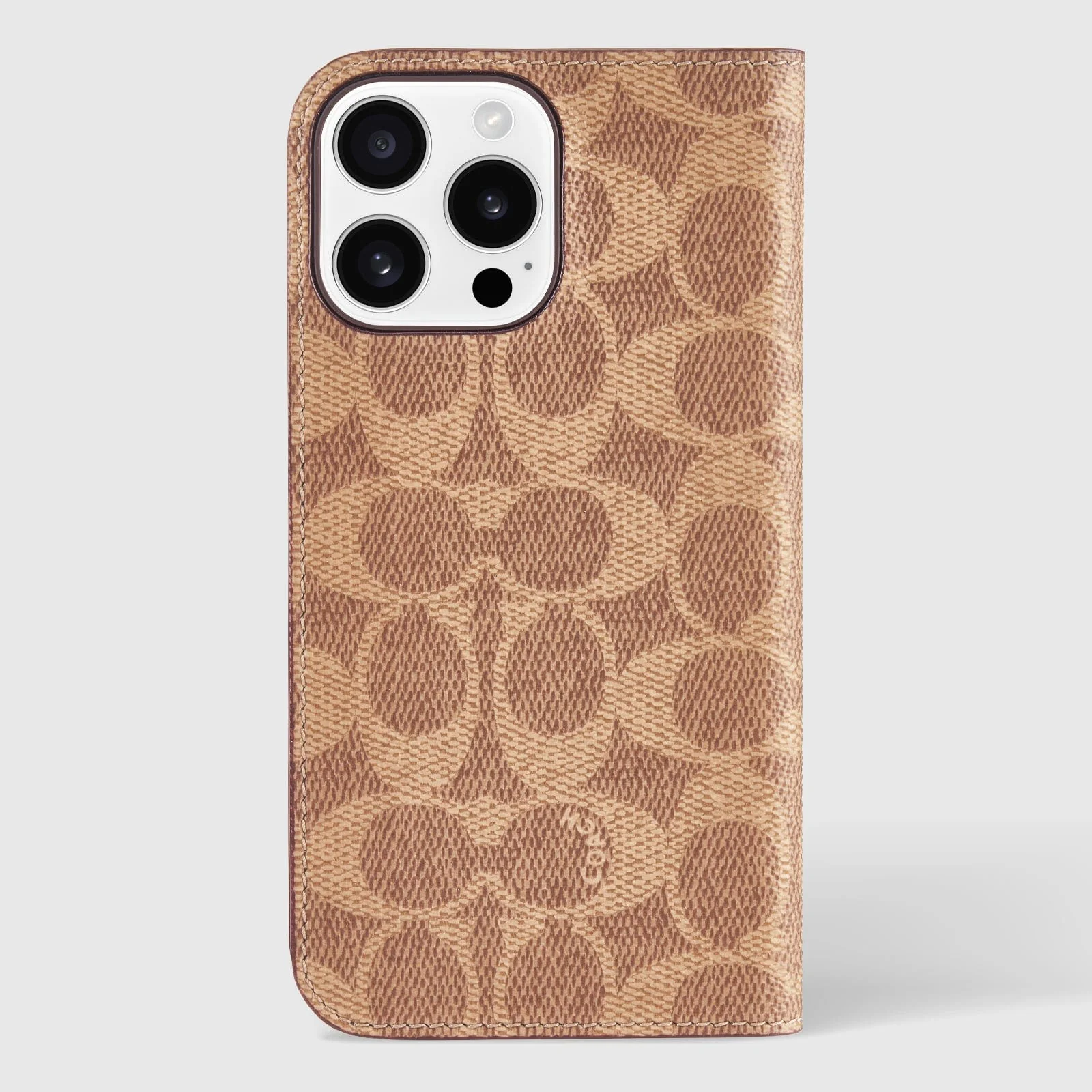 Coach Folio Case Signature Charcoal for iPhone 16 Pro Signature Tan