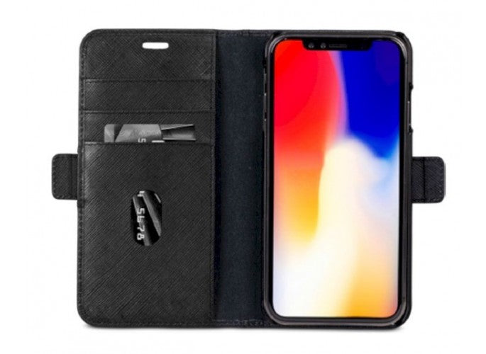 Dbramante1928 New York Leather Folio Case iPhone XS Max -Night Black
