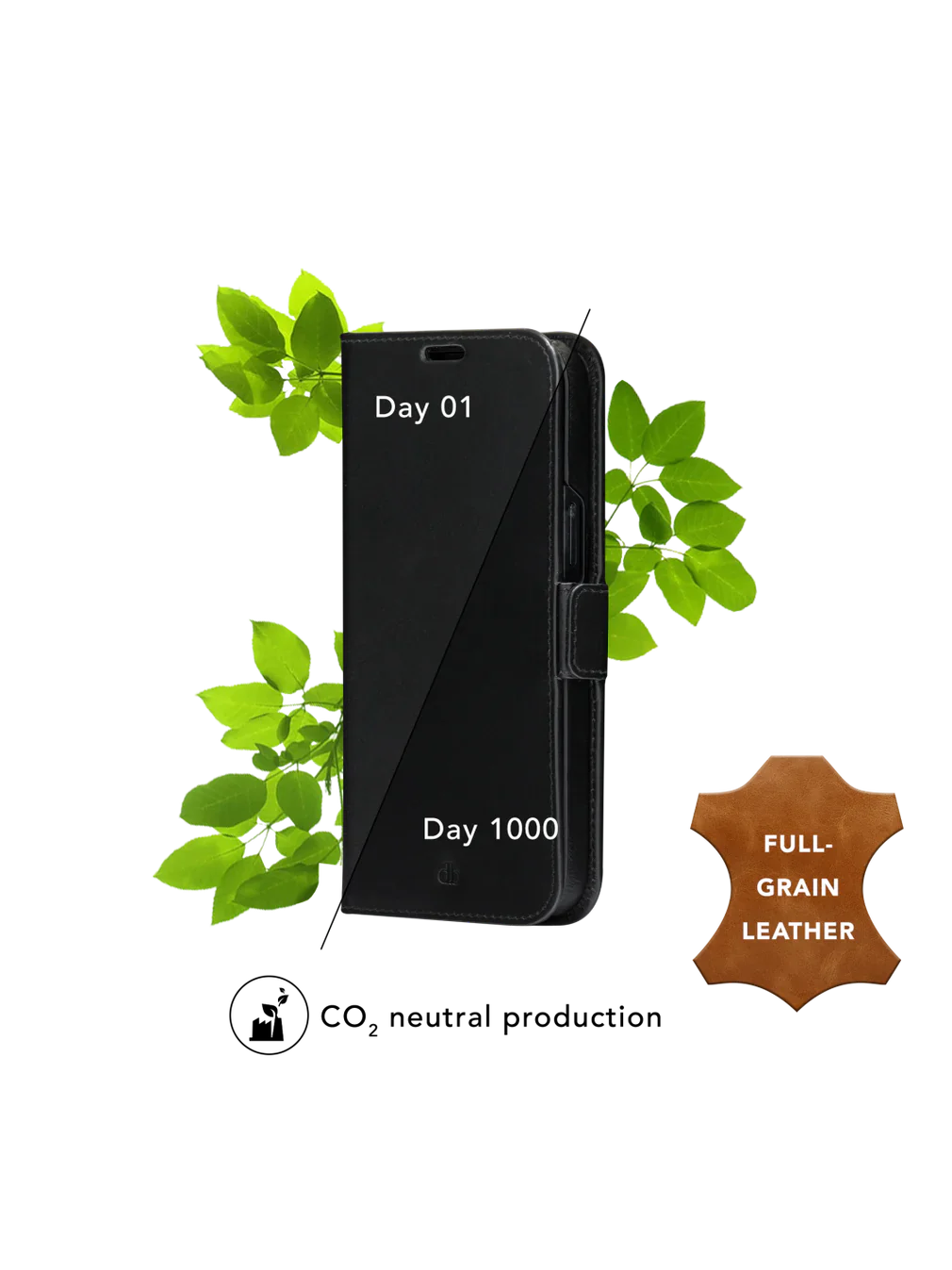 Dbramante1928 Lynge Leather Folio Case iPhone SE 3rd / 2nd / 8 / 7 Black - BONUS Screen Protector