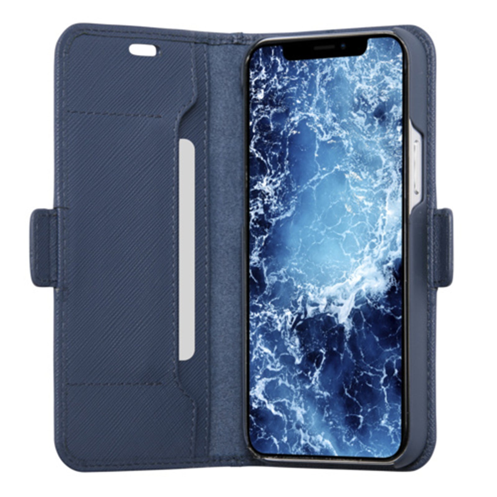 Dbramante1928 Milano Saffiano Leather Folio Case iPhone 12 / 12 Pro - Ocean Blue