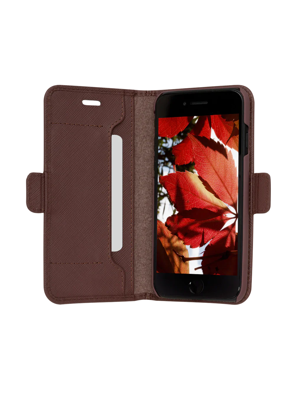 Dbramante1928 Milano Saffiano Leather Folio Case iPhone SE 3rd / 2nd / 8 / 7 - Dark Chocolate