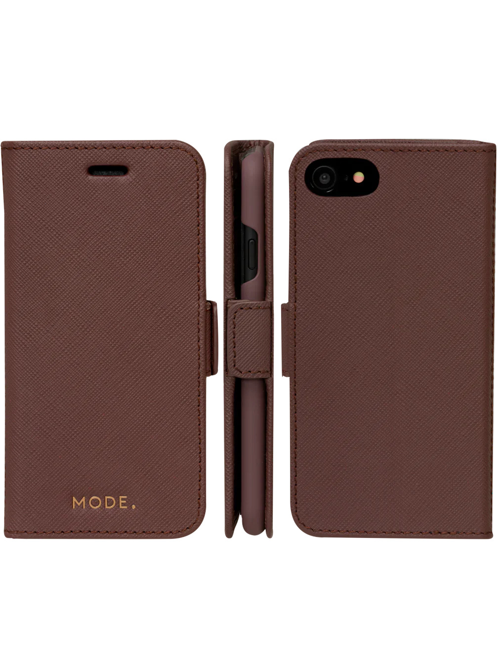 Dbramante1928 Milano Saffiano Leather Folio Case iPhone SE 3rd / 2nd / 8 / 7 - Dark Chocolate