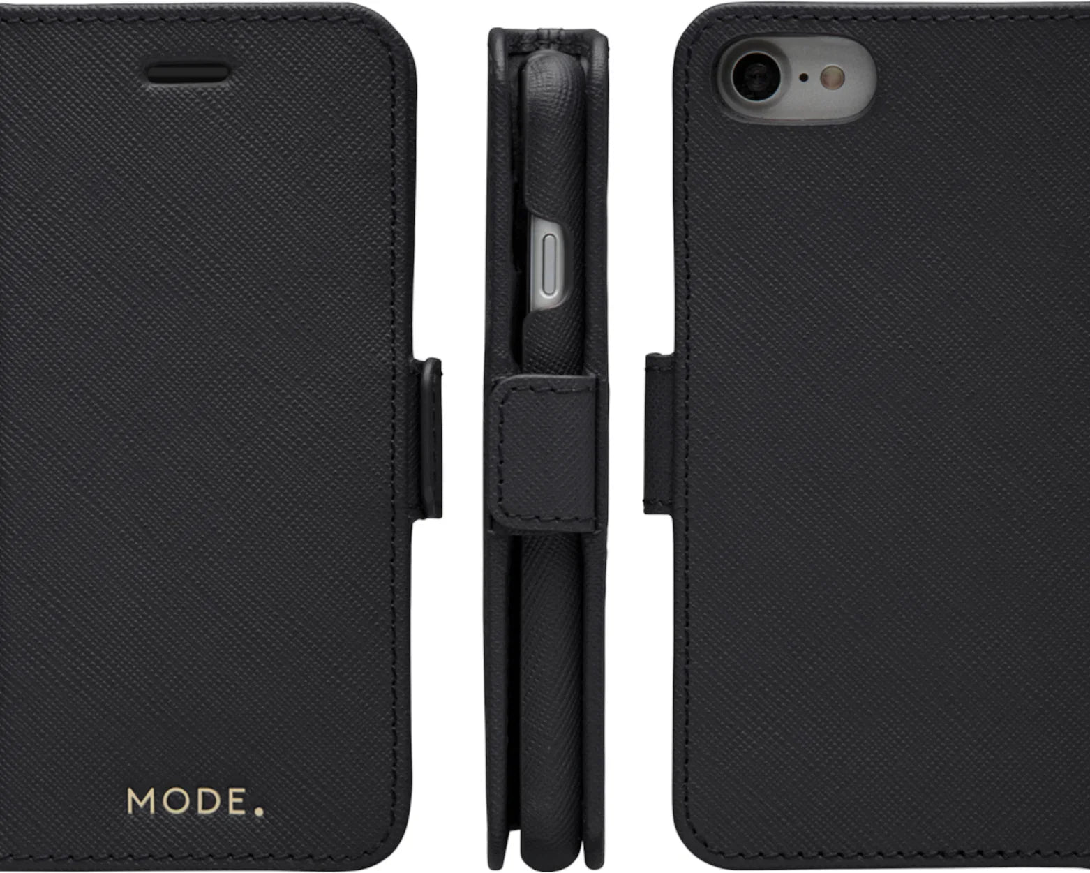 Dbramante1928 New York Leather Folio Case iPhone SE 3rd / 2nd / 8 / 7 Night Black - BONUS Screen Protector