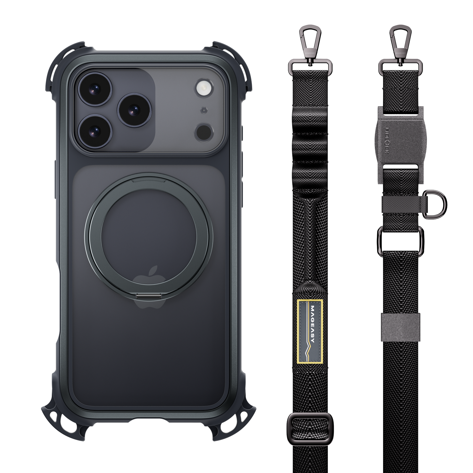 Mageasy Odyssey Ultra M 360 Tough Case & Stand & Lanyard for iPhone 17 Pro Max -Midnight Black - Mac Addict