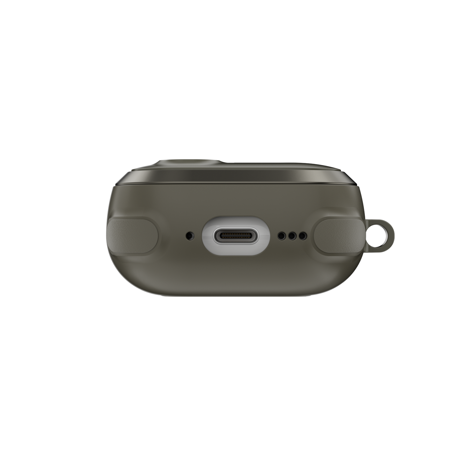 MAGEASY Odyssey AirPods 4 case in Metal Green, bottom view with charging port access