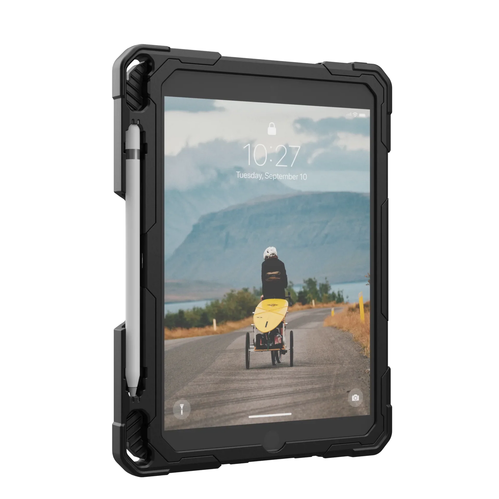 UAG Plasma Tough Case iPad 9 / 8 / 7 10.2 Kickstand & Handstrap - Black