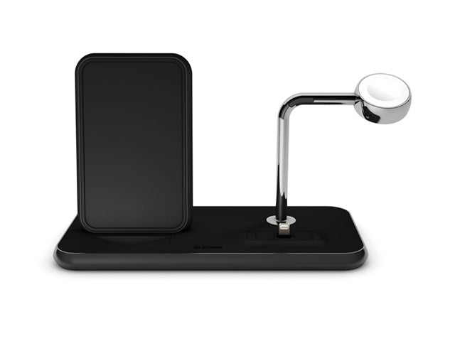 Zens Aluminium Dual Wireless Charging Dock for SmartPhone + Apple Watch + Airpods - Black - Mac Addict