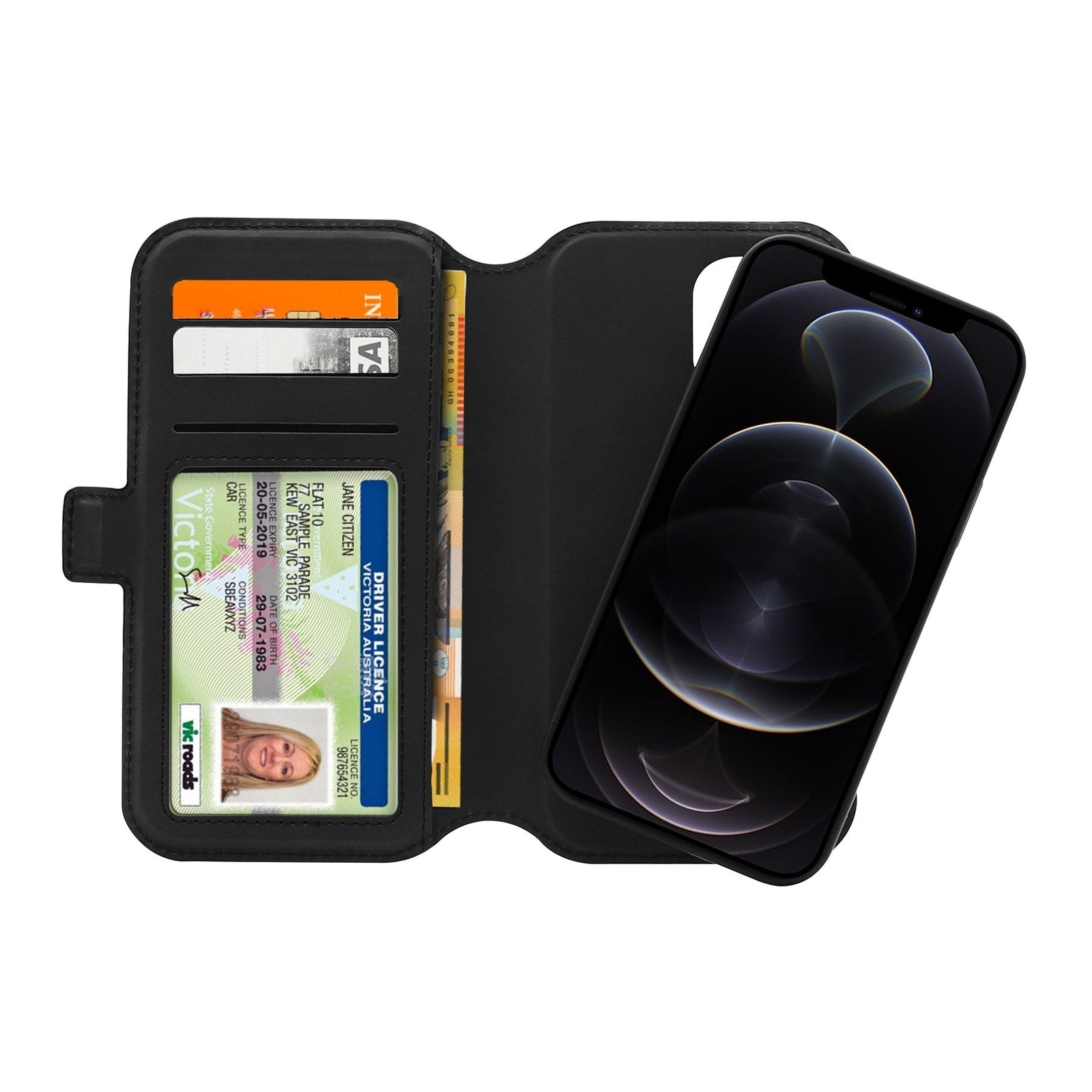 3SIXT Duo Folio Wallet Case for iPhone 13 Pro Max 6.7 inch - Black - Mac Addict