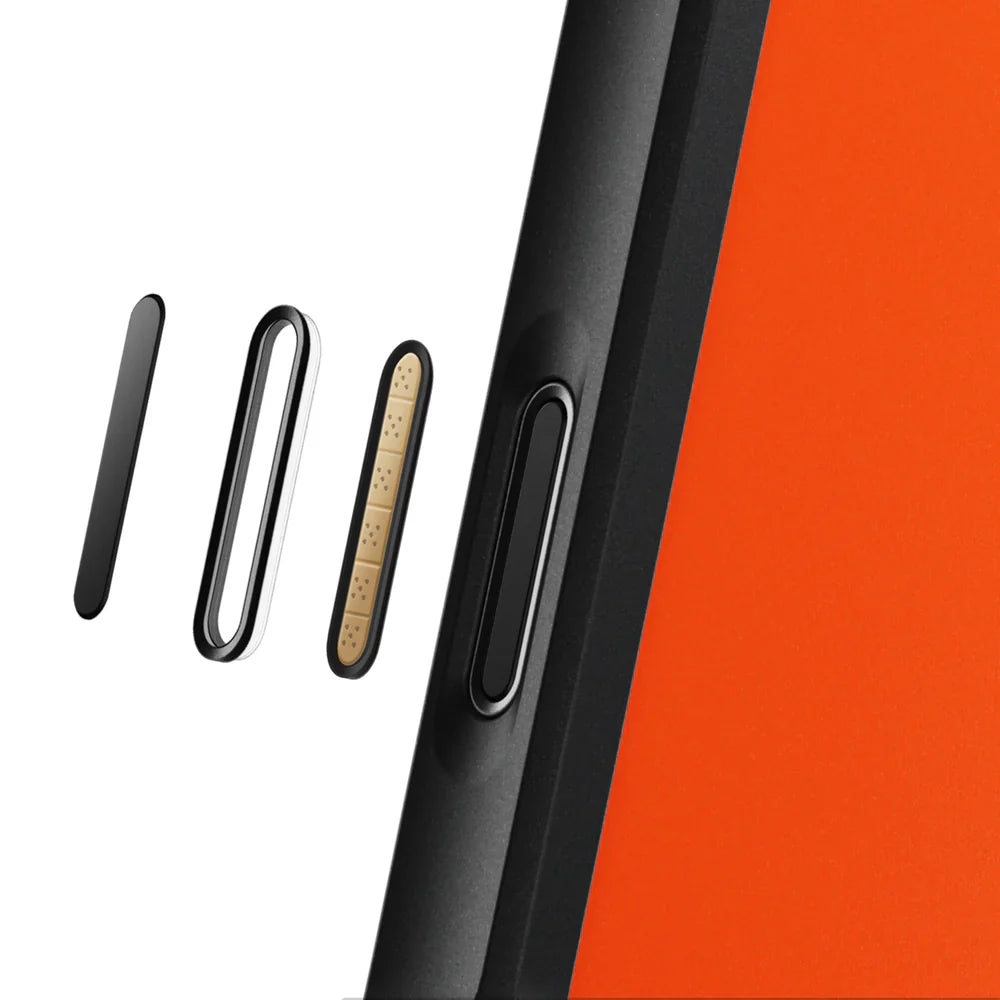 nomad rugged case for iphone 17 pro ultra orange buttons detail