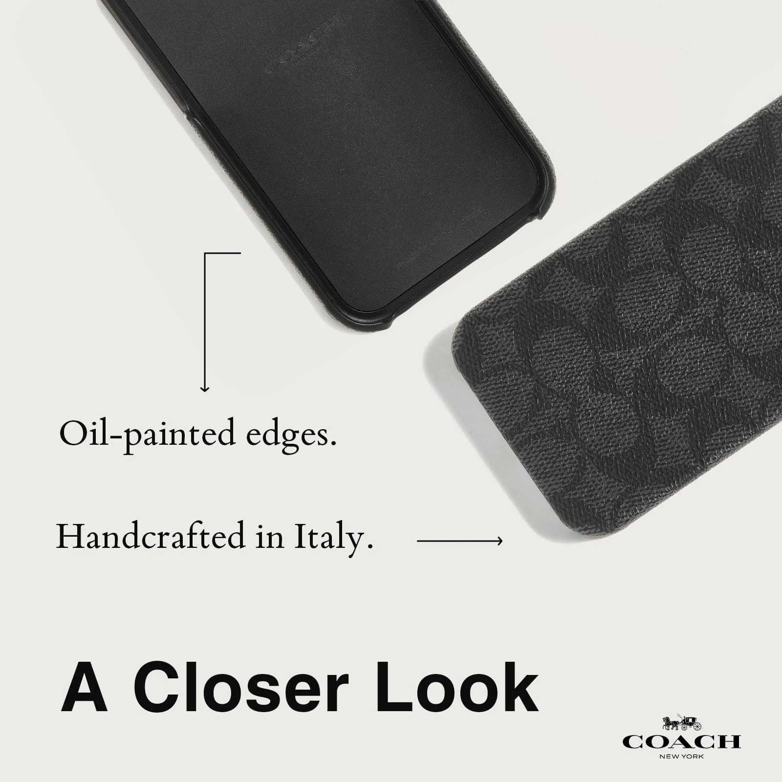 Coach Slim Case Signature for iPhone 16e/15 / 14 / 13 Charcoal