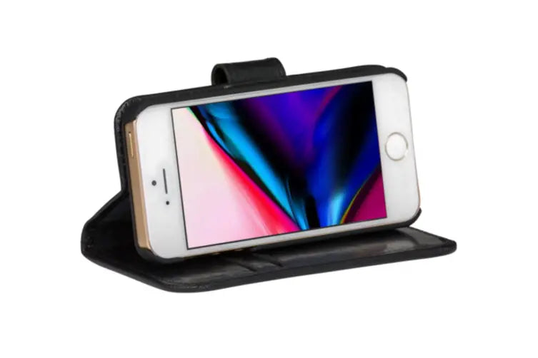 Dbramante1928 Copenhagen Slim Leather Folio Case iPhone SE 3rd / 2nd / 8 / 7 Black - BONUS Screen Protector