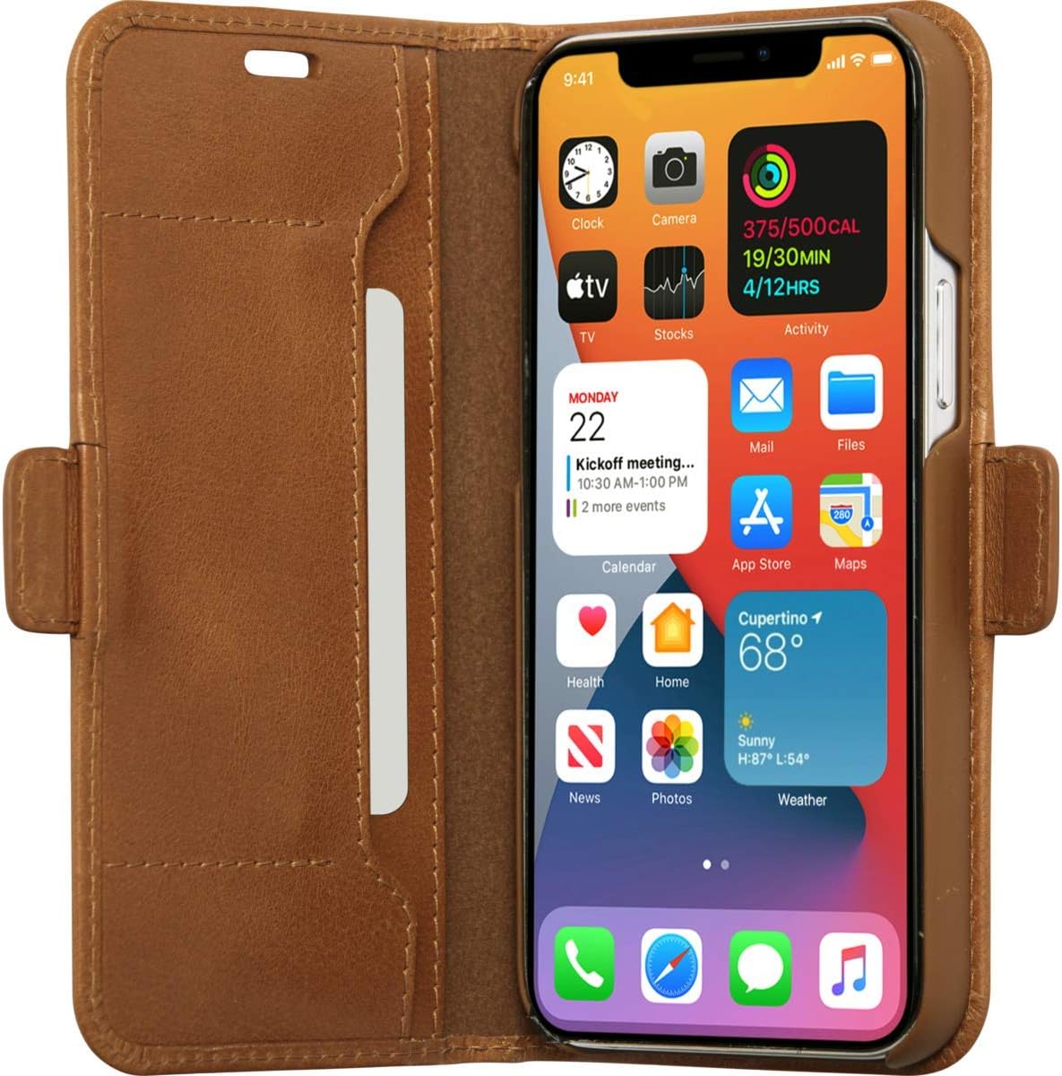 Dbramante1928 Copenhagen Slim Leather Folio Case iPhone 12 / 12 Pro - Tan