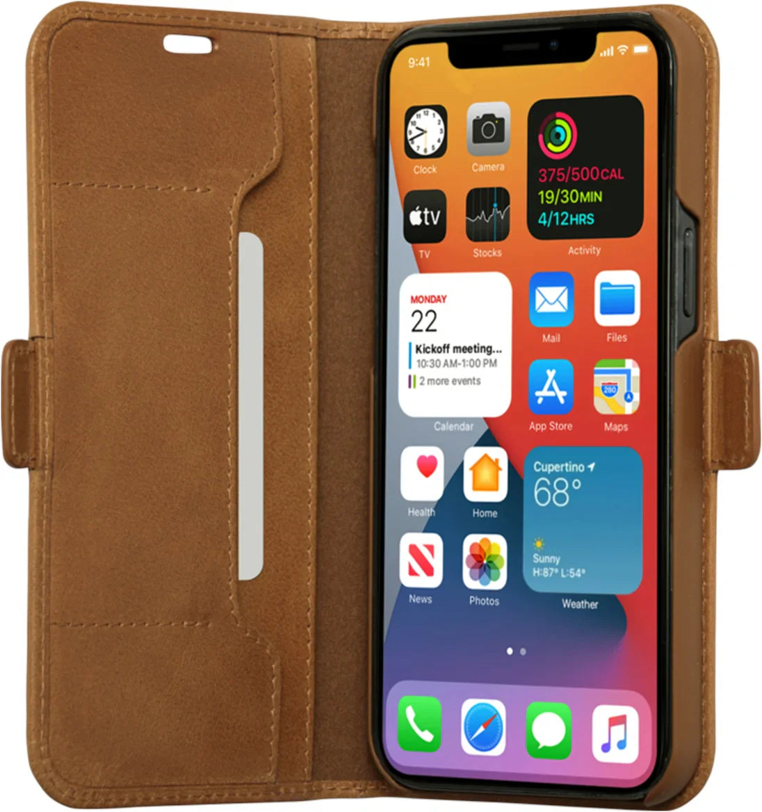 Dbramante1928 Copenhagen Slim Leather Folio Case iPhone 12 / 12 Pro - Tan