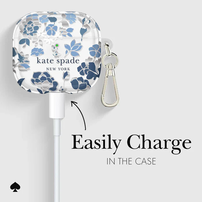 Kate Spade Flowerbed Blue with Silver Clip for AirPods 4 - Mac Addict