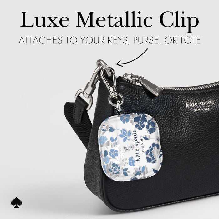 Kate Spade Flowerbed Blue with Silver Clip for AirPods 4 - Mac Addict