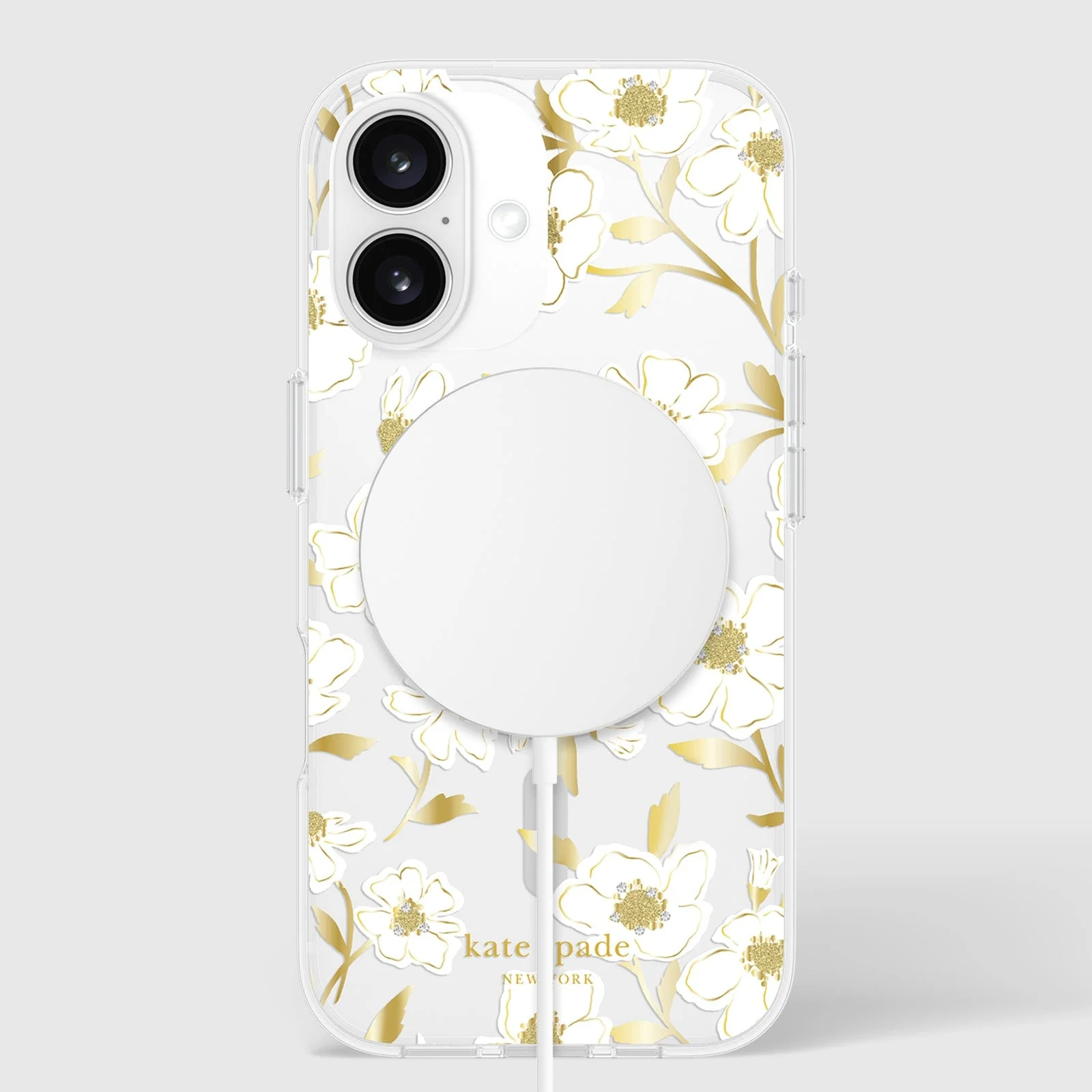 Kate Spade Sunshine Floral MagSafe Case for iPhone 16 Standard Clear / Gold