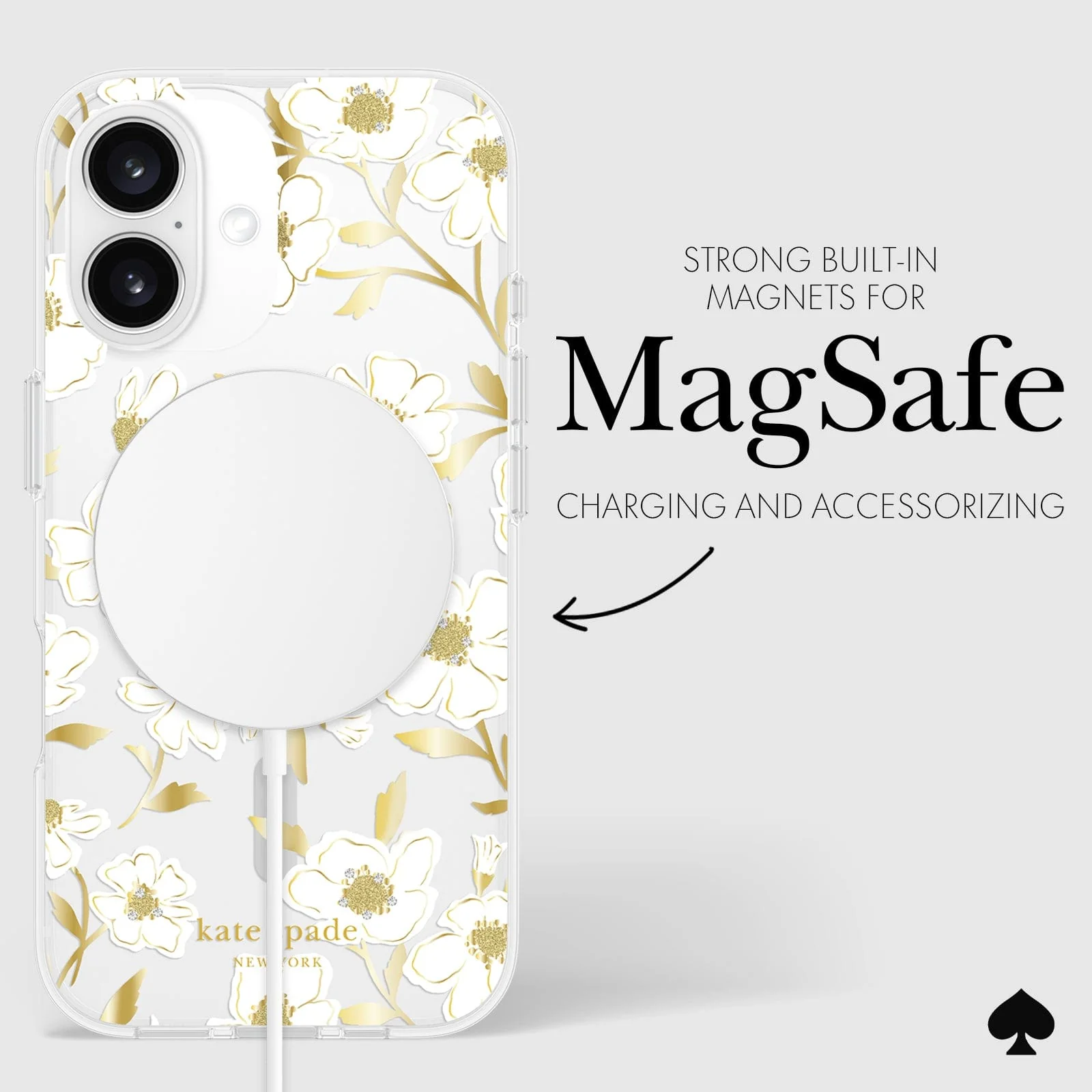 Kate Spade Sunshine Floral MagSafe Case for iPhone 16 Standard Clear / Gold