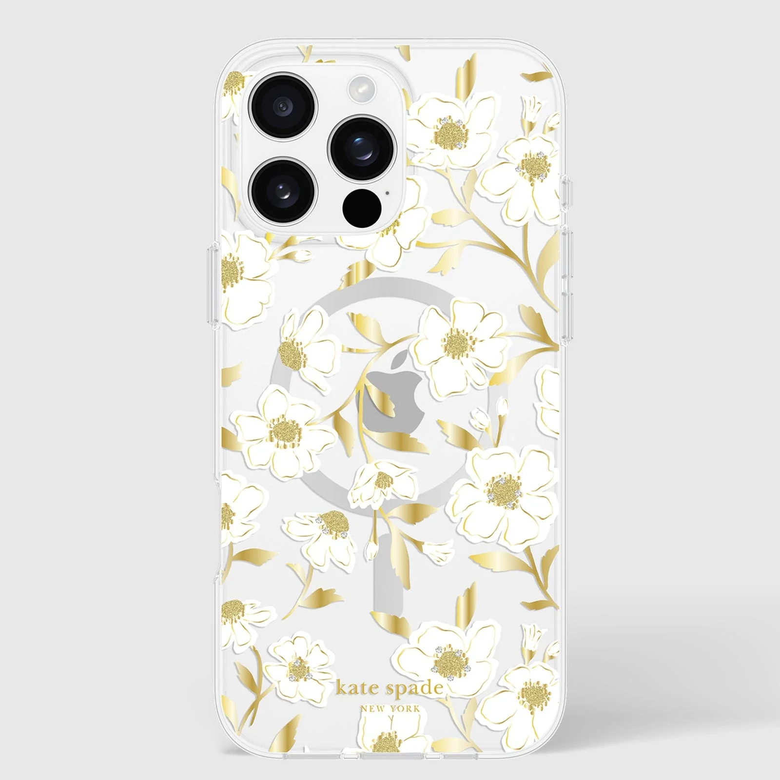 Kate Spade Sunshine Floral MagSafe Case for iPhone 16 Pro Max Clear / Gold