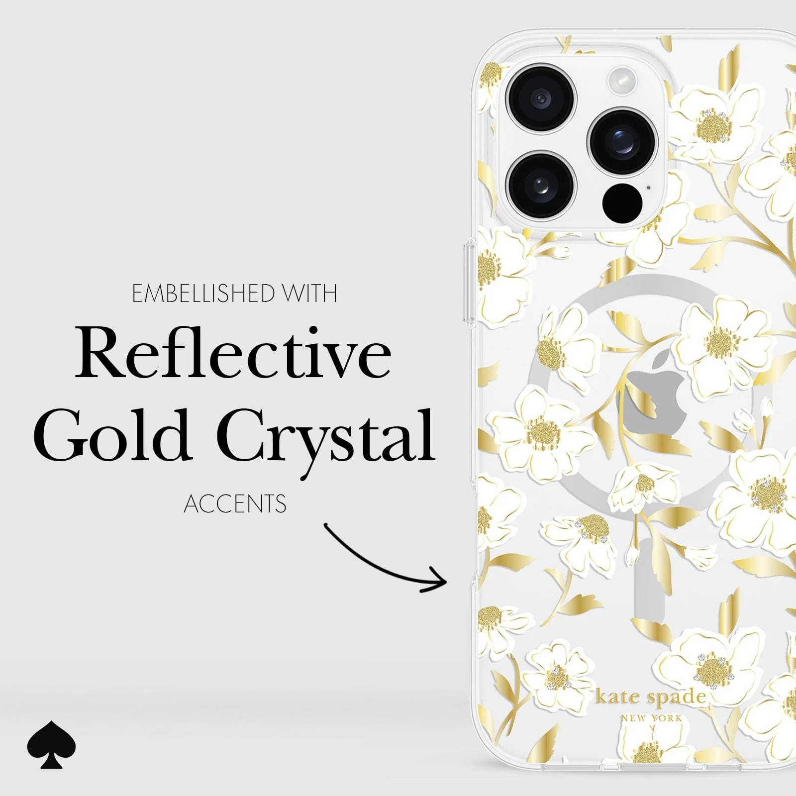 Kate Spade Sunshine Floral MagSafe Case for iPhone 16 Pro Max Clear / Gold