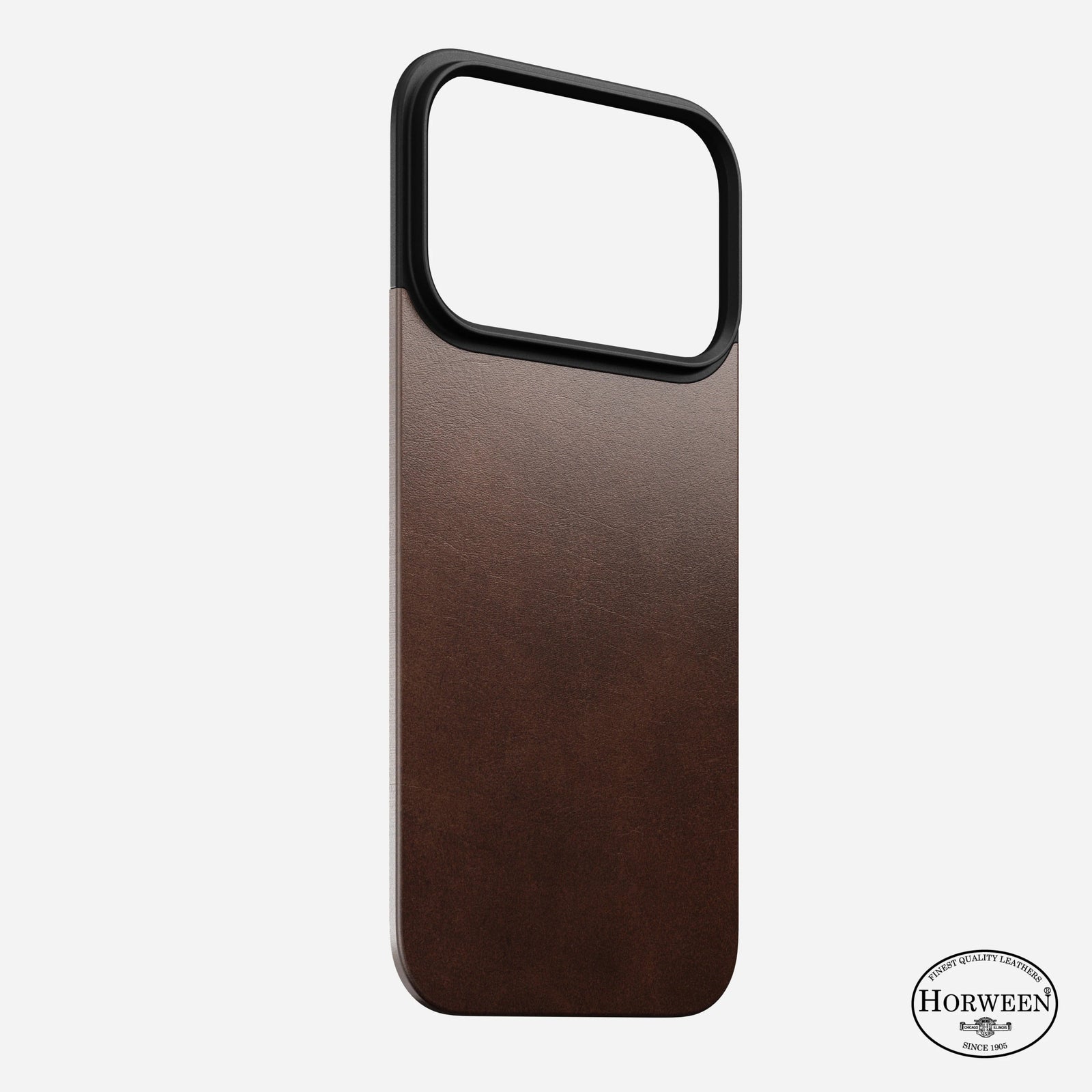 nomad horween case for iphone 17 pro brown front view