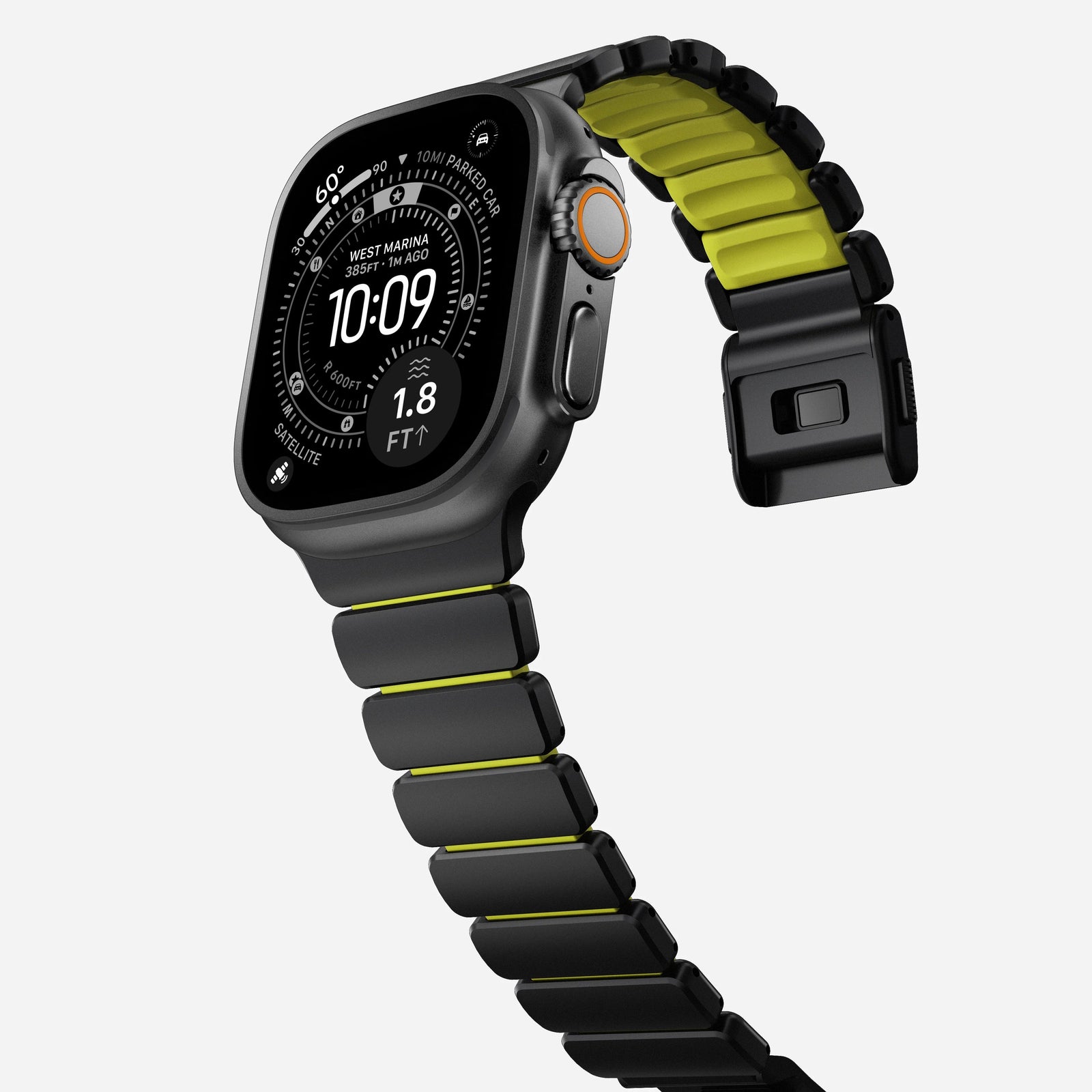 Nomad Stratos Titanium Apple Watch Ultra 1 - 3 / 42-49mm / Series 1-11 & SE - Black / Volt - Mac Addict