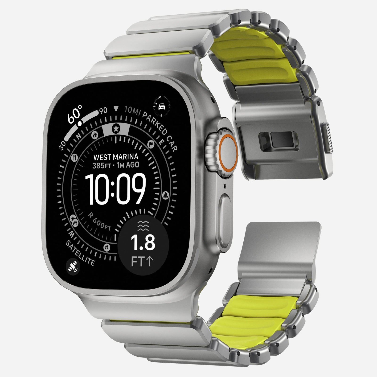 Nomad Stratos Titanium Apple Watch Ultra 1 - 3 / 42-49mm / Series 1-11 & SE - Natural / Volt - Mac Addict