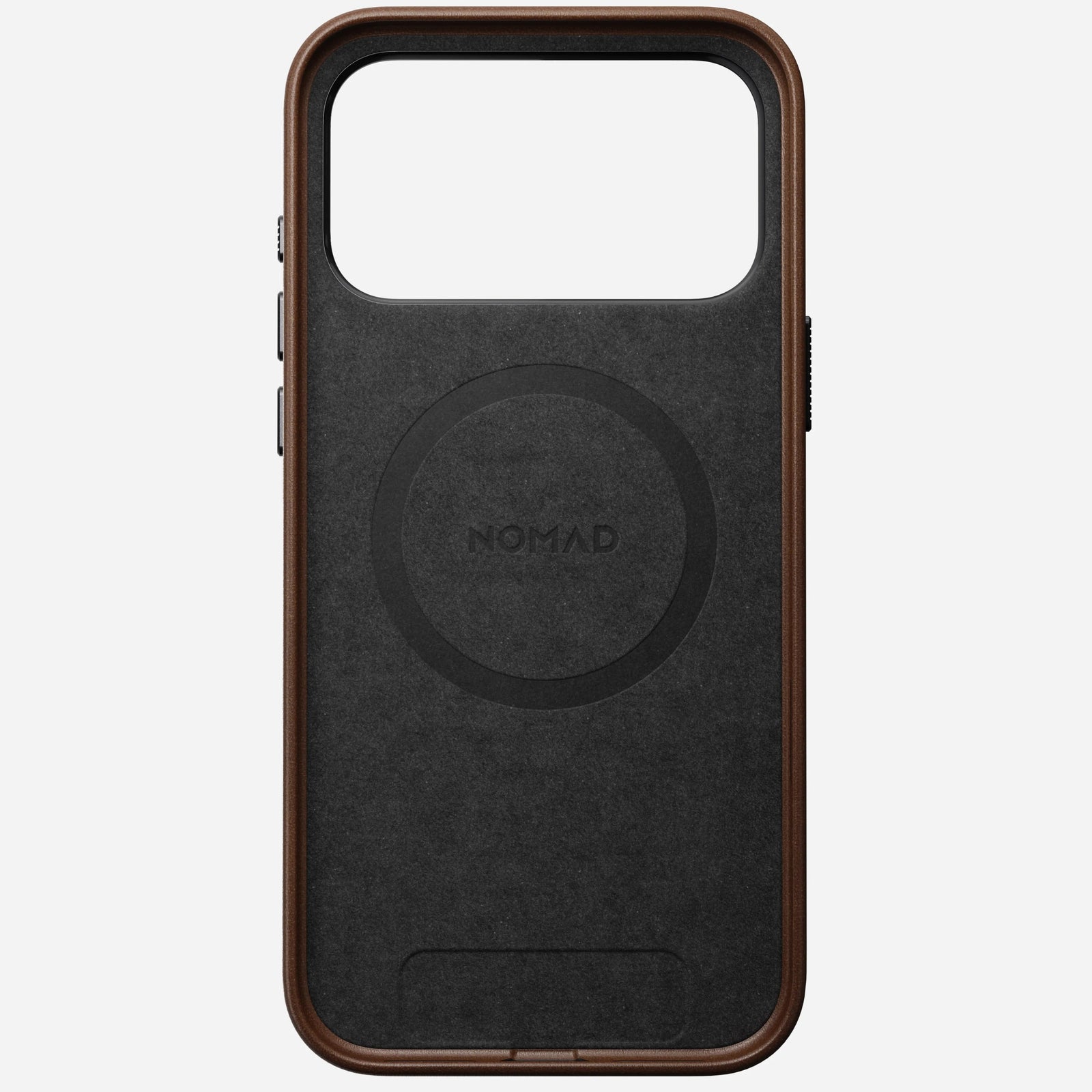 nomad leather case for iphone 17 pro max brown in-hand photo