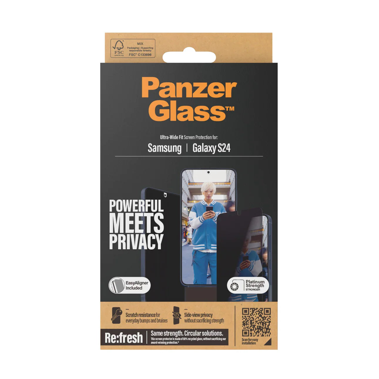 PanzerGlass Ultra Wide Privacy Screen Protector S24 Standard 6.2 inch - Tinted - Mac Addict