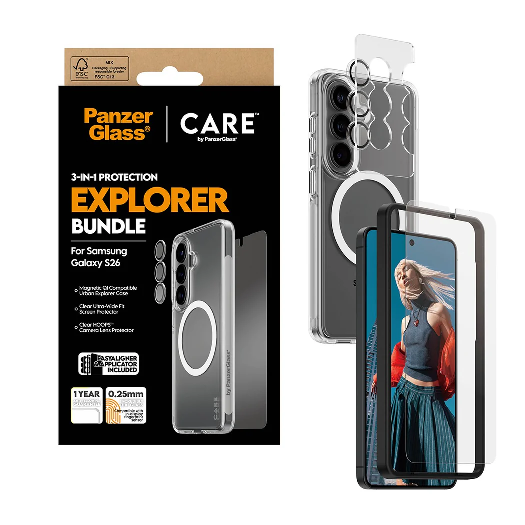PanzerGlass CARE 3 in 1 Bundle for Samsung Galaxy S26 Standard - Clear