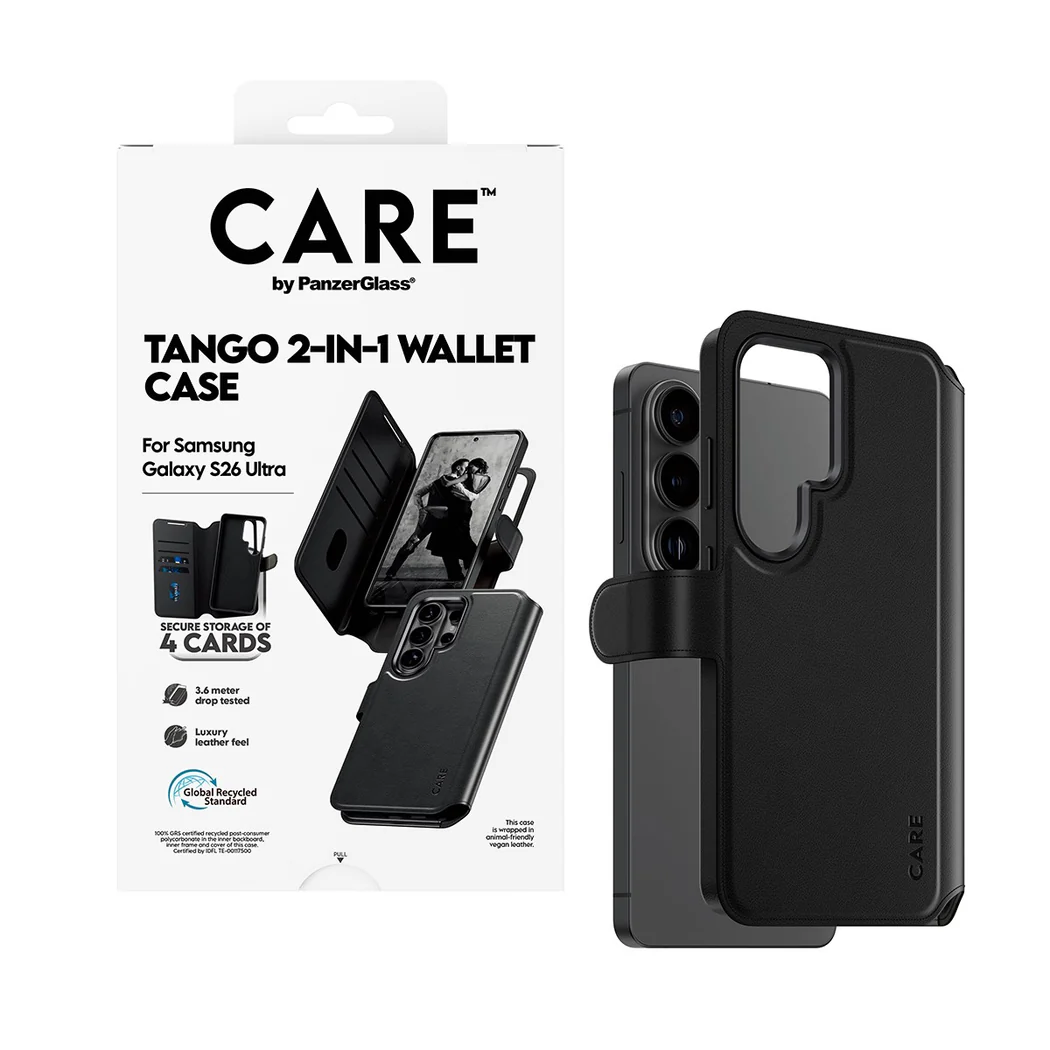 PanzerGlass Care Tango 2 in 1 Wallet Magnets Case for Samsung Galaxy S26 Ultra - Black