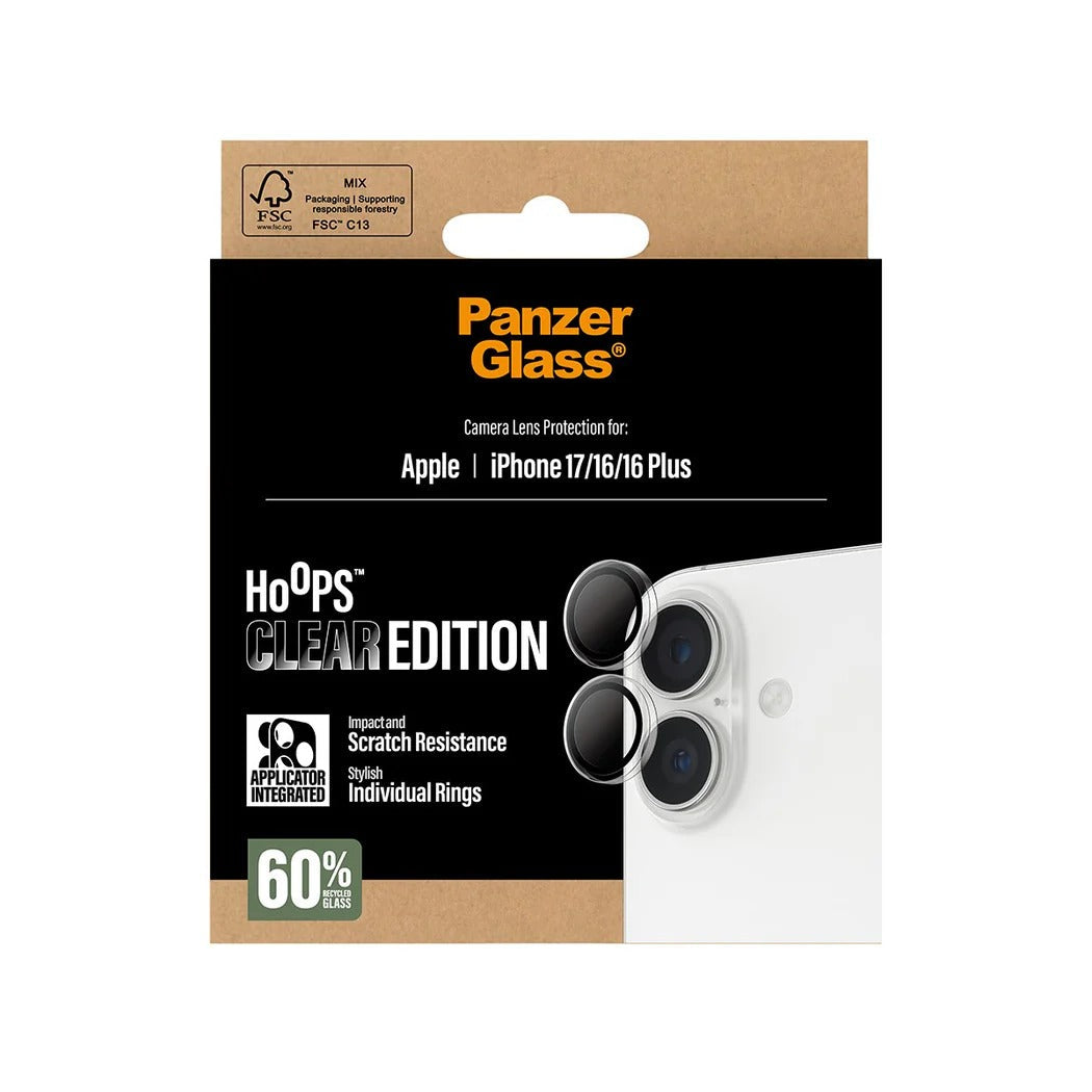 PanzerGlass Hoops® Lens Protector – iPhone 17 Standard / 16 / 16 Plus – Clear