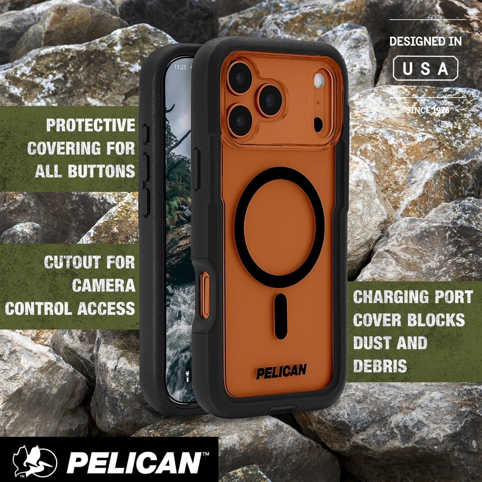 Voyager MagSafe Case with Holster for iPhone 18 Pro 6.3 in Clear/Black - Pelican