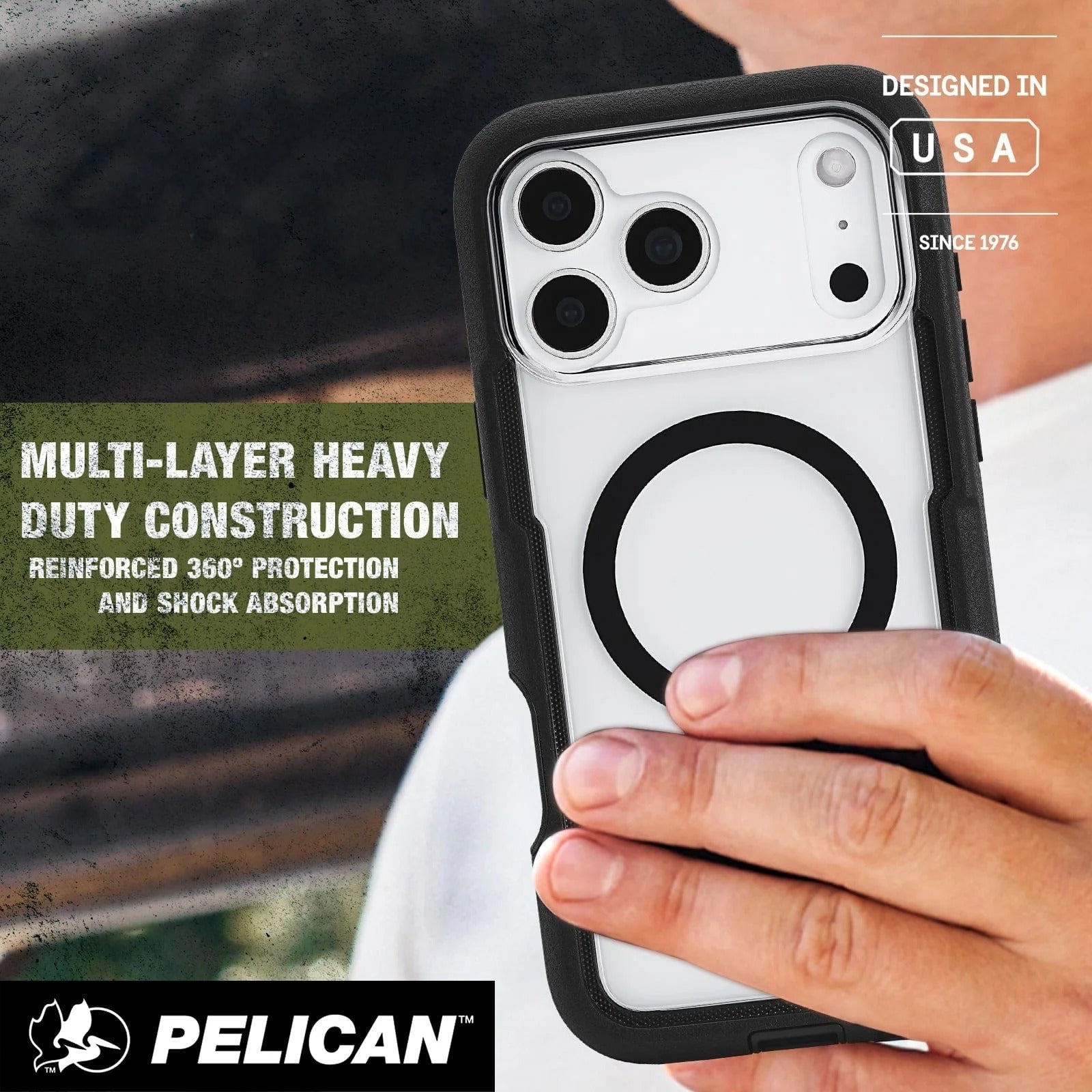 Voyager MagSafe Case with Holster for iPhone 18 Pro 6.3 in Clear/Black - Pelican