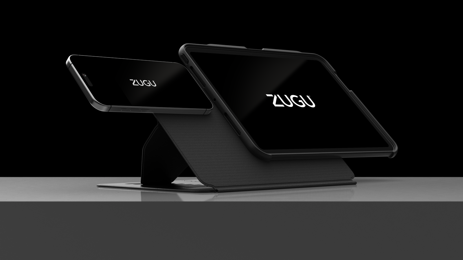 Tablet in ZUGU 360 case rotated in landscape mode