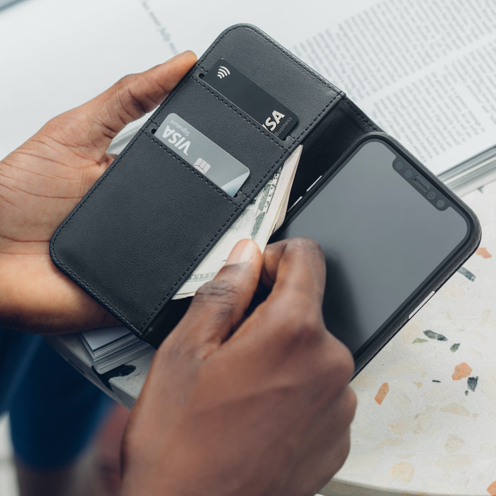 Moshi Overture Wallet Case For iPhone 12 mini - Jet Black - Mac Addict