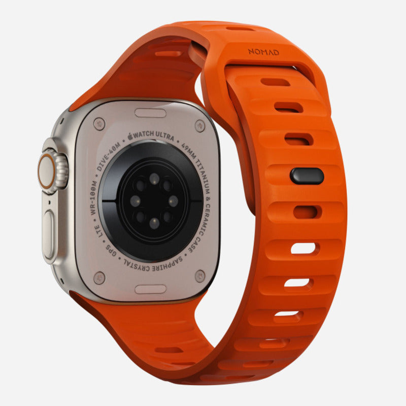 Nomad Sport Band for Apple Watch Ultra 1-3, Series 4-11, SE 44-49mm Waterproof Bracelet - Ultra Orange - Mac Addict