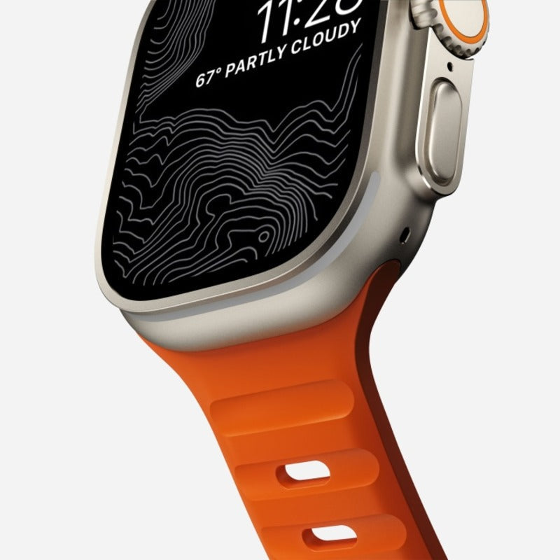 Nomad Sport Band for Apple Watch Ultra 1-3, Series 4-11, SE 44-49mm Waterproof Bracelet - Ultra Orange - Mac Addict
