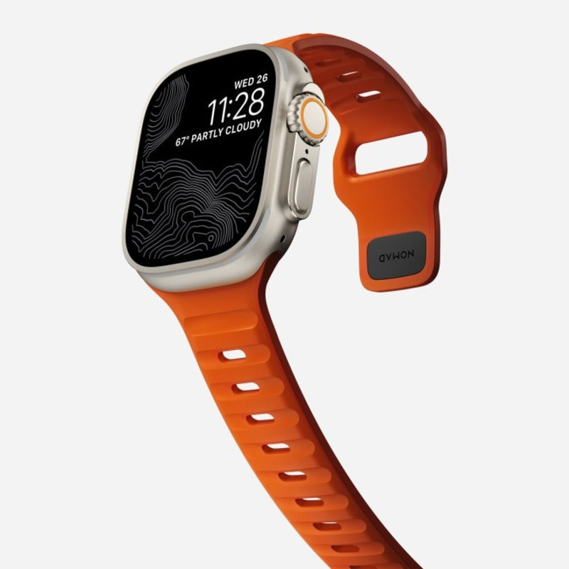 Nomad Sport Band for Apple Watch Ultra 1-3, Series 4-11, SE 44-49mm Waterproof Bracelet - Ultra Orange - Mac Addict