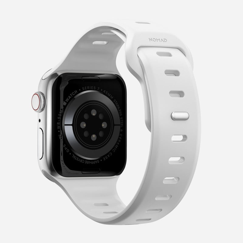 Nomad Sport Slim Band for Apple Watch Ultra 1-3, Series 4-11, SE 44-49mm Waterproof Bracelet - White - Mac Addict