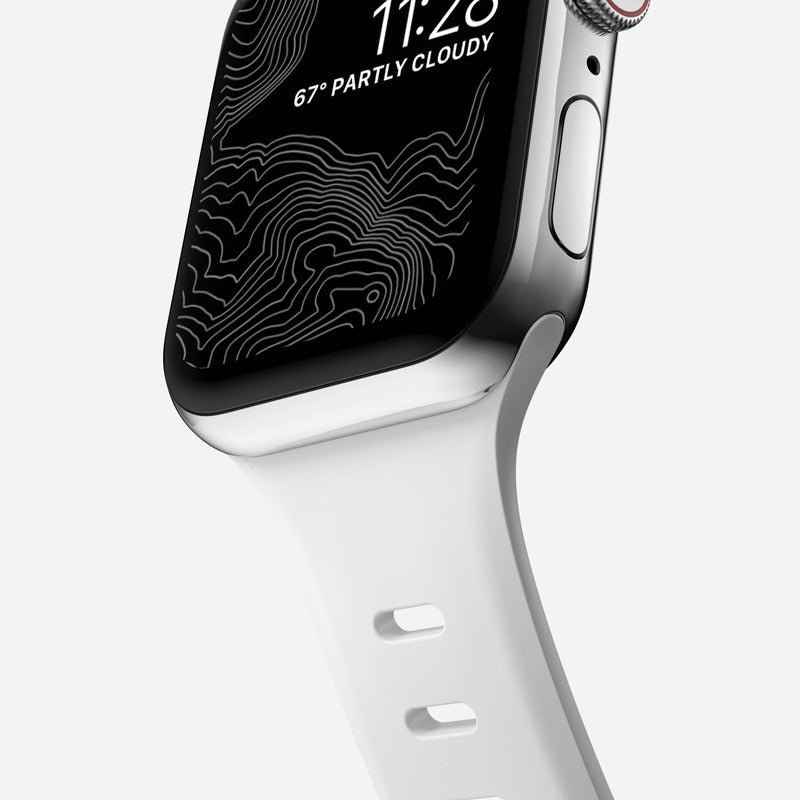Nomad Sport Slim Band for Apple Watch Ultra 1-3, Series 4-11, SE 44-49mm Waterproof Bracelet - White - Mac Addict