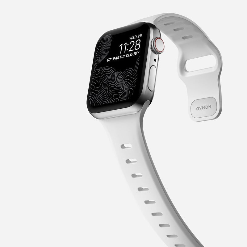 Nomad Sport Slim Band for Apple Watch Ultra 1-3, Series 4-11, SE 44-49mm Waterproof Bracelet - White - Mac Addict