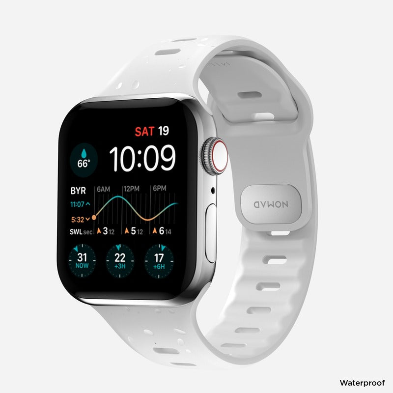 Nomad Sport Slim Band for Apple Watch Ultra 1-3, Series 4-11, SE 44-49mm Waterproof Bracelet - White - Mac Addict