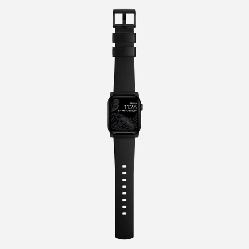 Nomad Modern Band for Apple Watch Ultra 1-3, Series 4-11, SE 44-49mm Black Hardware Nomad Leather Bracelet - Black - Mac Addict