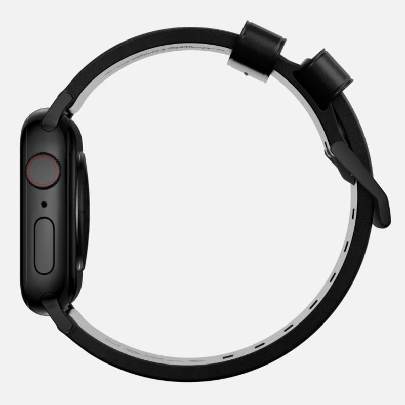 Nomad Modern Band for Apple Watch Ultra 1-3, Series 4-11, SE 44-49mm Black Hardware w/ Horween Leather for Apple Watch - Black - Mac Addict